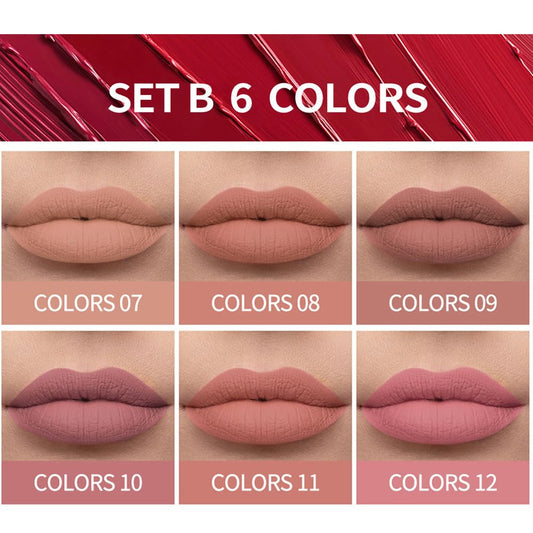 Bonnie Choice 6Pcs Nude Matte Liquid Lipstick Set, Waterproof Long Lasting Non-Stick Cup Nude Lipstick 24 Hour Not Fade Matte Lipstick Professional Lip Gloss Makeup Mother'S Day Gifts For Women