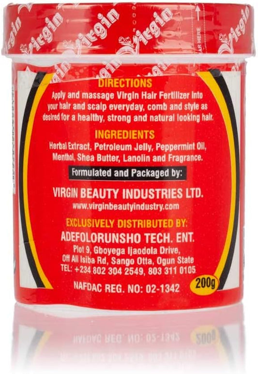 Virgin Hair Fertilizer Jar 200G Anti Dandruff And Conditioning Cream For Rapid And Healthy Hair Growth