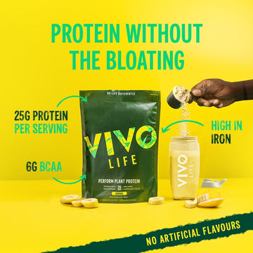 Vivo Life Perform Plant Protein Powder - Vegan Banana & Cinnamon, 26 Servings - 988G (34.85Oz) - Pea & Hemp Protein Blend With Bcaa