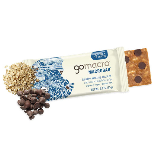 Gomacro Macrobar Organic Vegan Protein Bars - Oatmeal Chocolate Chip (2.3 Ounce Bars, 12 Count)