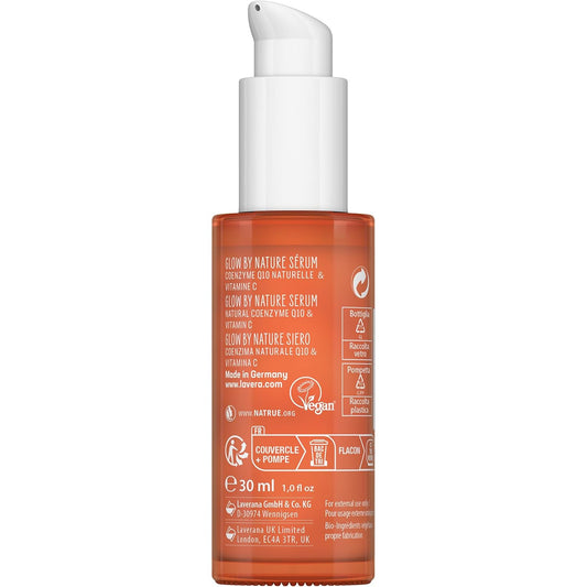 Lavera Glow By Nature Serum - Face Serum With Q10 & Vitamin C For A Radiant Complexion - Moisturizing Facial Serum - Anti Wrinkle Serum - Peta Certified - Vegan - Made In Germany - 1 Fl Oz