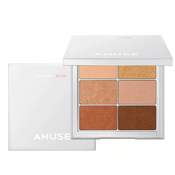 Amuse Eye Vegan Sheer Palette 6 Colors Eyeshadow Matt Shimmery Sheer Glitter Shades K-Beauty Natural Makeup 01 Sheer Nude