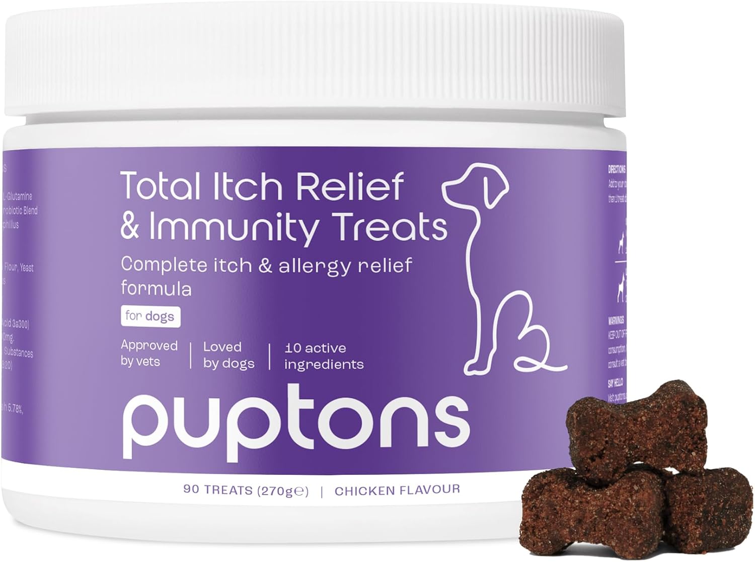puptons Total Itch Relief & Immunity Treats for Dogs | Stop Itching, licking and scratching | Sooth itchy paws, skin, ears, eyes | For small, medium & large dogs (90 Treats)?TIRE-DOGS-TREA-CHIC