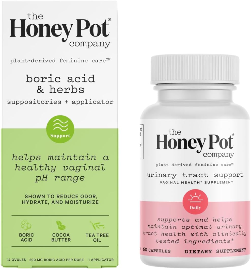 The Honey Pot Company - Suppositories & Uti Support Bundle - Maintains And Balances Healthy Vaginal Ph & Manages Odor - Urinary Tract Support Vaginal Health Supplement - Gynecologist Approved