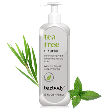 Baebody Award Winning Tea Tree Oil Shampoo - Clarifying For Build-Up, Dry Scalp And Oily Hair - Vegan Anti-Dandruff For Men/Women