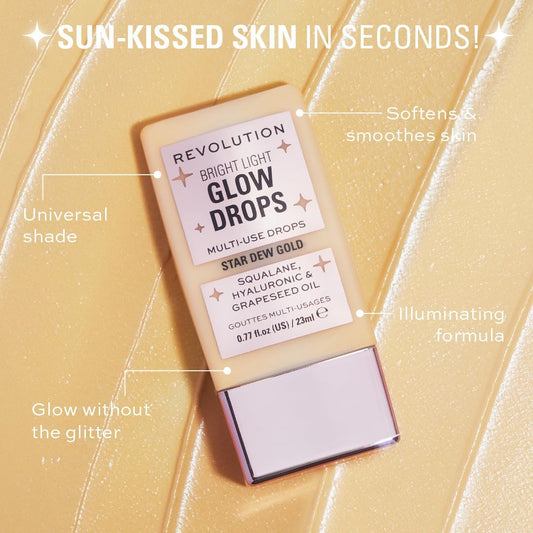 Makeup Revolution, Bright Light Bronzing Drops With Hyaluronic Acid, Sun-Kissed Finish, Bronze Scorched, 23Ml
