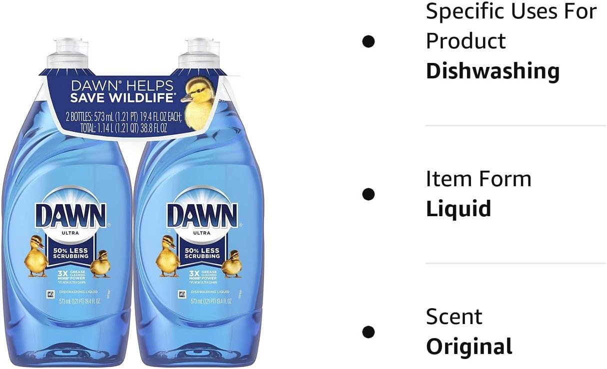 Dawn Ultra Dishwashing Liquid Dish Soap Original Scent, 19.4 Fluid Ounce (Pack of 2) : Health & Household