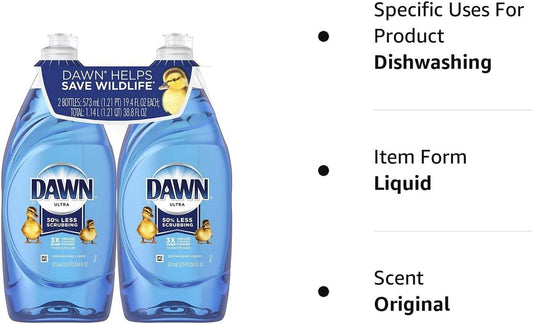 Dawn Ultra Dishwashing Liquid Dish Soap Original Scent, 19.4 Fluid Ounce (Pack of 2) : Health & Household