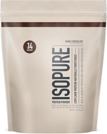 Isopure Protein Powder, Whey Protein Isolate Powder, 25G Protein, Low Carb & Keto Friendly, Naturally Sweetened & Flavored, Flavor: Chocolate, 1 Pound