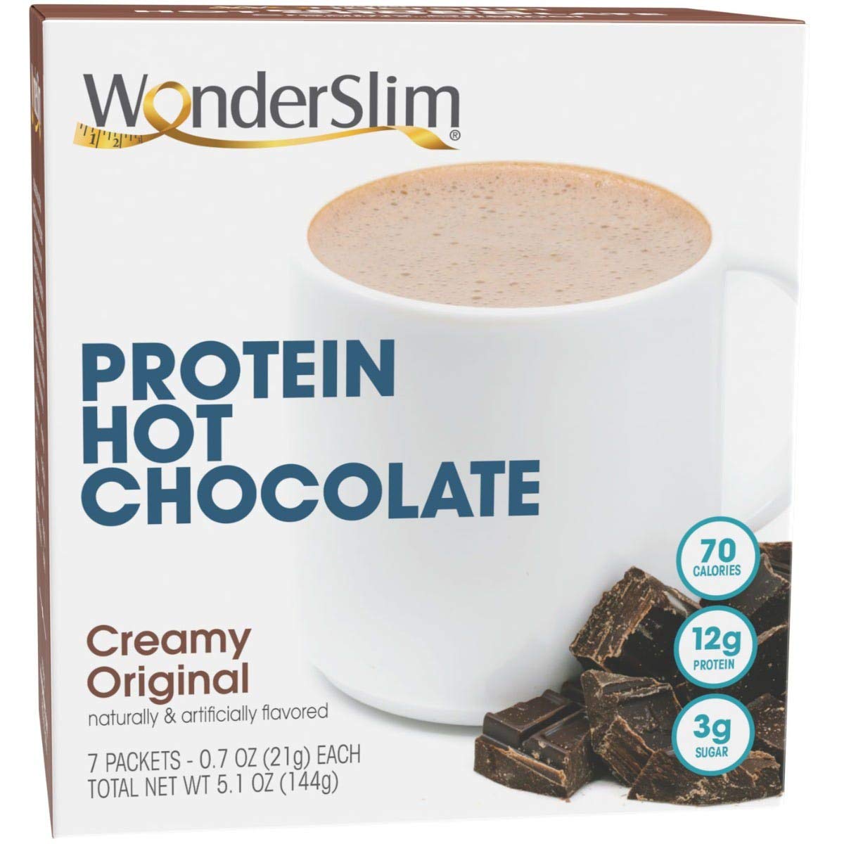 Wonderslim Protein Hot Chocolate, Hot Cocoa, Low Sugar, Low Carb, Keto Friendly & Gluten Free (7Ct)