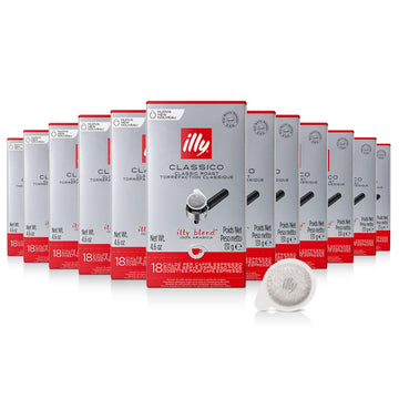 Illy E.S.E. Coffee - Single-Serve Coffee Capsules & Pods - Classico Medium Roast - Notes Of Chocolate & Caramel - For E.S.E Coffee Machines - Extraordinary Aroma & Body – 18 Count, 12 Pack