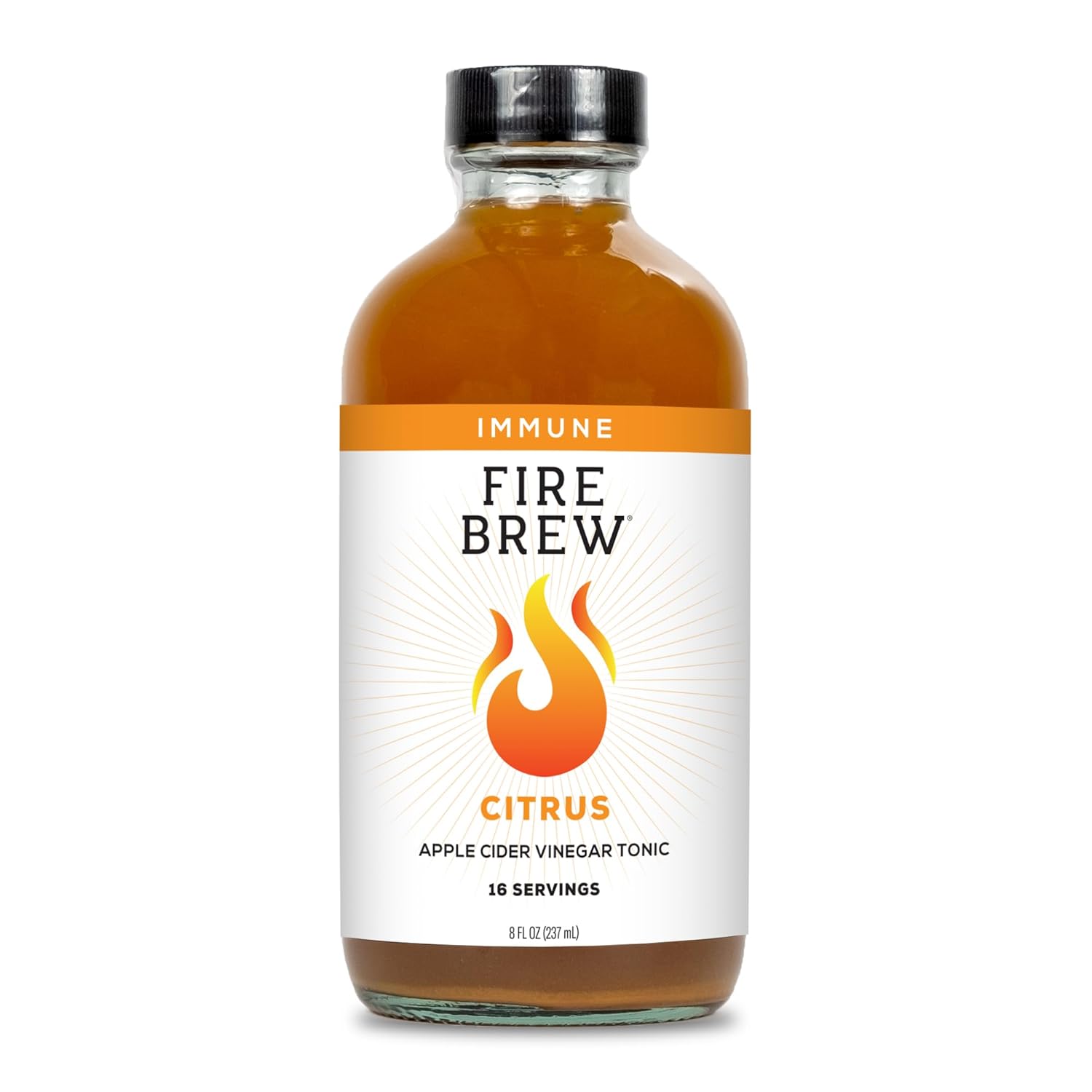 Fire Brew Immune - Citrus Apple Cider Vinegar Wellness Tonic | 16 Concentrated Shots Of Healthiest Organic Ingredients To Strengthen Immune System, And Improve Digestion – 8Oz