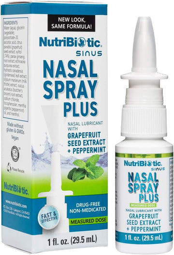 NutriBiotic Nasal Spray Plus 1   | Nasal Lubricant Plus GSE, Xylitol & Botanical Extracts | Moisturize & Help ush Irritants from Nasal Passages | Measured Dose Pump | Drug-Free & Non-Medicated