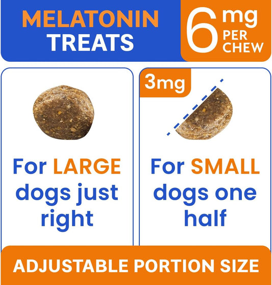 Bark&Spark Calming Melatonin For Dogs Sleep - 6Mg Melatonin Chews For Small & Large Dogs Calm Aid - Calming Treats For Stress Anxiety Relief - Melatonin Chewable Pills & Tablets Puppies - Bacon