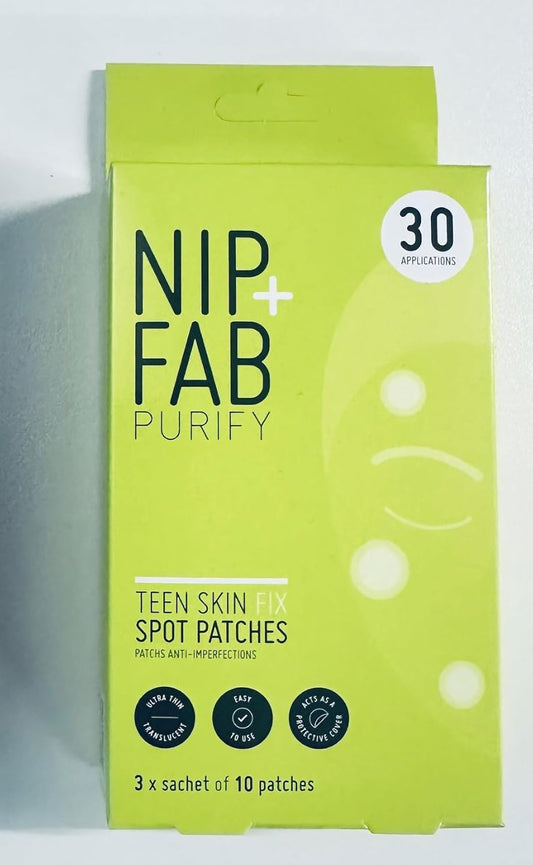 Nip+Fab Teen Skin Spot Patches, 30 Patches, Perfect For Blemish-Prone Teenage Skin, Anti-Spots With Salicylic Acid, Witch Hazel And Wasabi Extract, Face Skin Exfoliating, Calming
