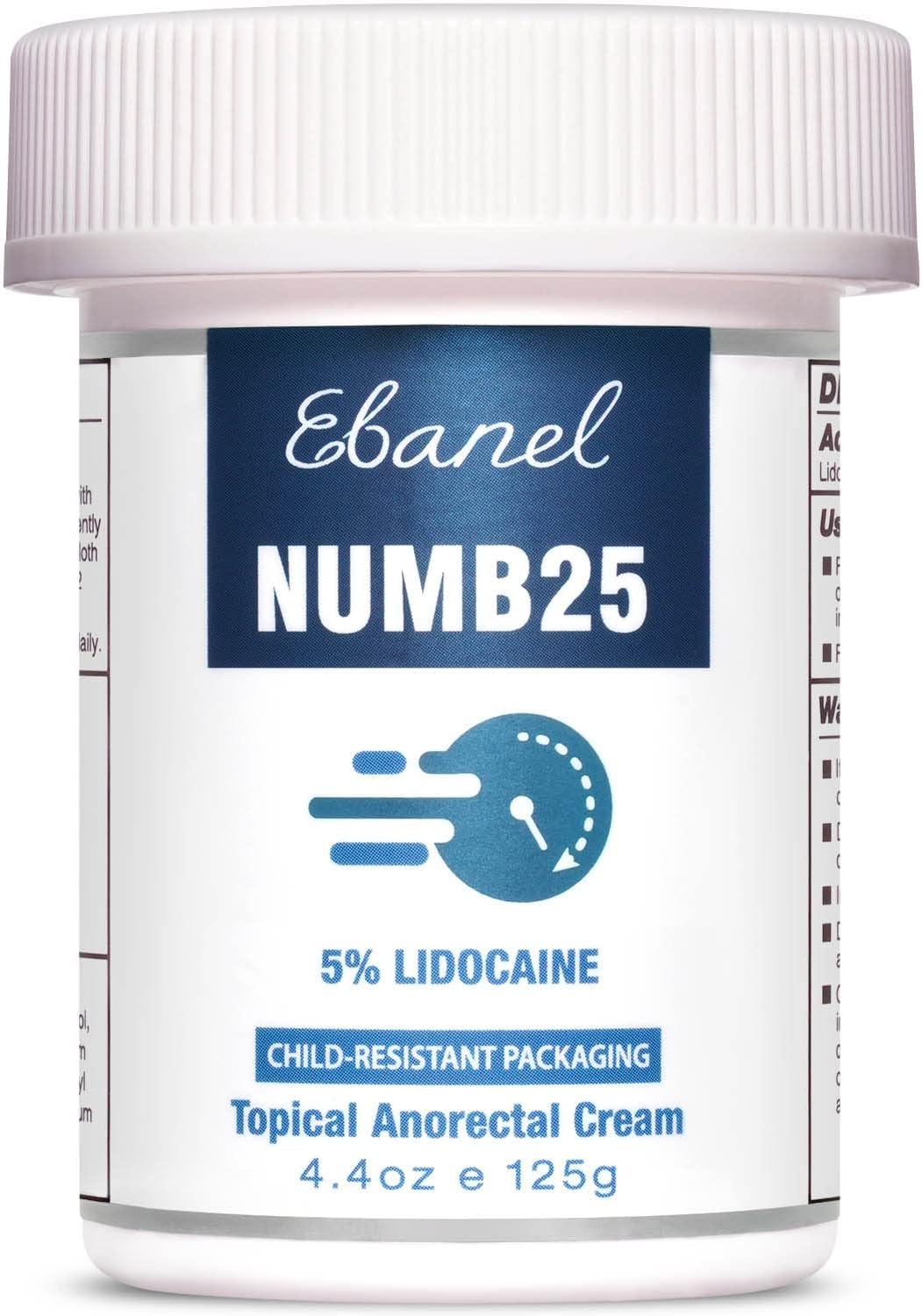 Ebanel 5% Lidocaine Numbing Cream, Pain Relief Cream Burn Itch Cream, Numb25 Topical Anesthetic Lidocaine Cream Maximum Strength with Vitamin E for Local and Anorectal Uses, Hemorrhoid Treatment