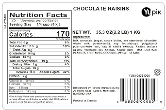 Yupik Chocolate, Raisins, 2.2 Pound