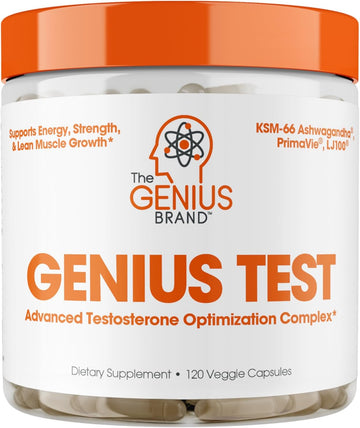 Genius Test, Advanced Testosterone Booster For Men - Natural Stamina, Endurance, Energy & Strength Enhancing Supplement - Lean Muscle Builder, Brain & Libido Support Male Supplements, 120 Veggie Pills