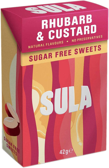 Sula Sugar Free Rhubarb And Custard Boiled Sweets 42 G (Pack Of 14)