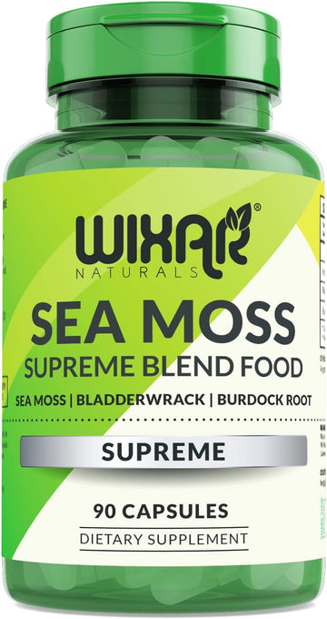 Organic Sea Moss Capsules - Bladderwrack With Burdock Root Capsules - Irish Seamoss Pills - Stronger Than Sea Moss Gel - Dr Sebi Inspired - Raw Sea Moss Powder - Irish Moss (90 Caps)