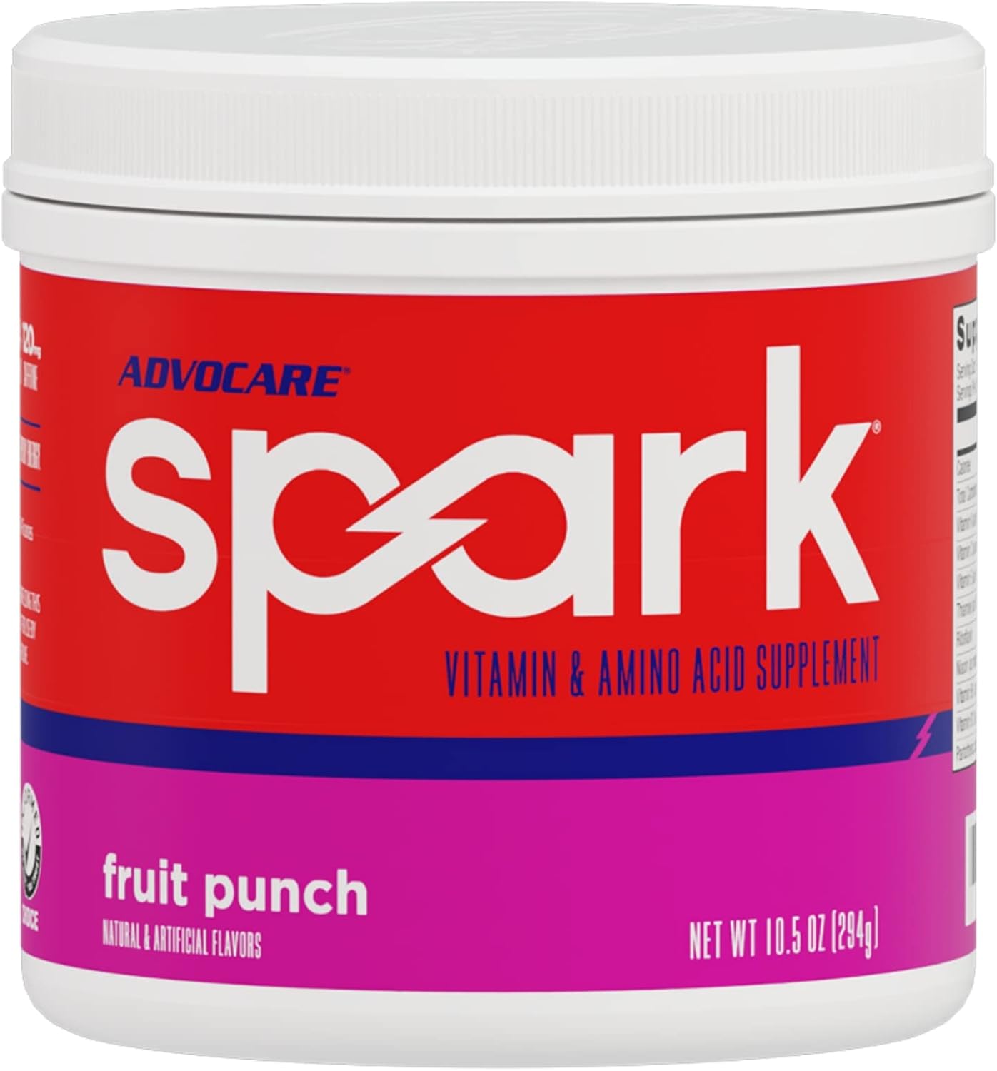 Advocare Spark Vitamin & Amino Acid Supplement - Focus & Energy Drink Powder Mix With Vitamin A, B-6, C & E - Also Includes L-Carnitine & L-Tyrosine - Fruit Punch, 10.5 Oz