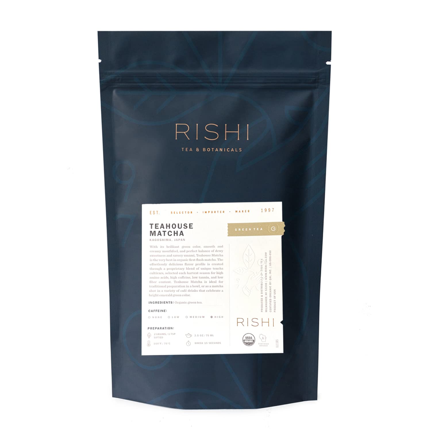 Rishi Tea Teahouse Matcha - Organic Matcha Green Tea Powder, Japanese Green Herbal Tea, Powdered Matcha Tea, High Caffeinated Tea, Usda Organic - 100 Grams, Makes 50 Cups