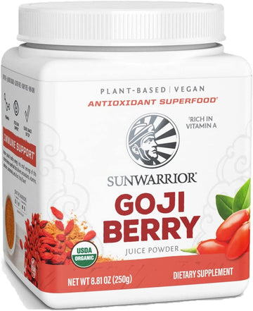 Sunwarrior Goji Berries Powder Organic Goji Berries Red Superfood Powder 100% Non Gmo & Vegan Antioxidant Powder Made With Completely Raw Natural Goji Berry