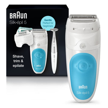 Braun Epilator Silk-Épil 5 5-810, Hair Removal Device, Epilator For Women, Shaver & Bikini Trimmer, Cordless, Rechargeable, Wet & Dry