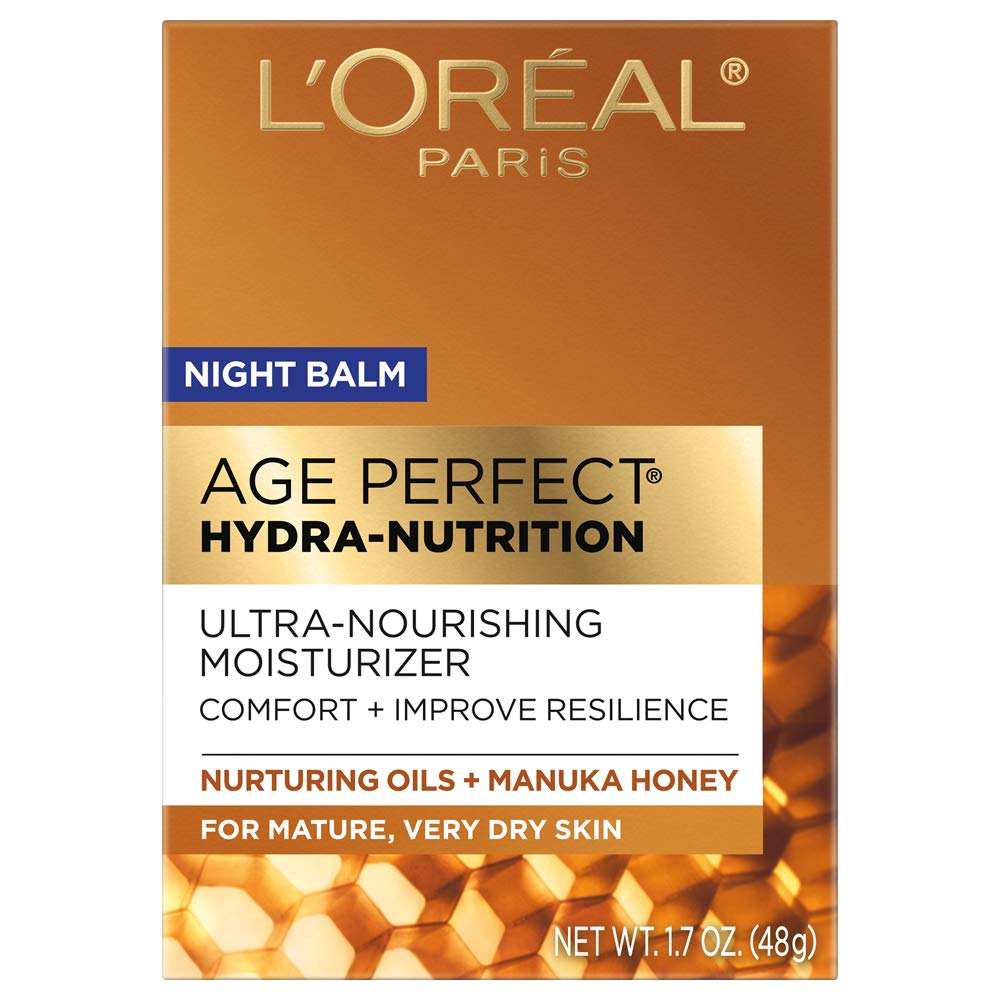 L'Oreal Paris Skincare Age Perfect Hydra Nutrition Ultra Nourishing Honey Night Balm, Face Moisturizer To Comfort, Improve Resilience On Dry Skin, Manuka Honey And Nurturing Oils, 1.7 Oz