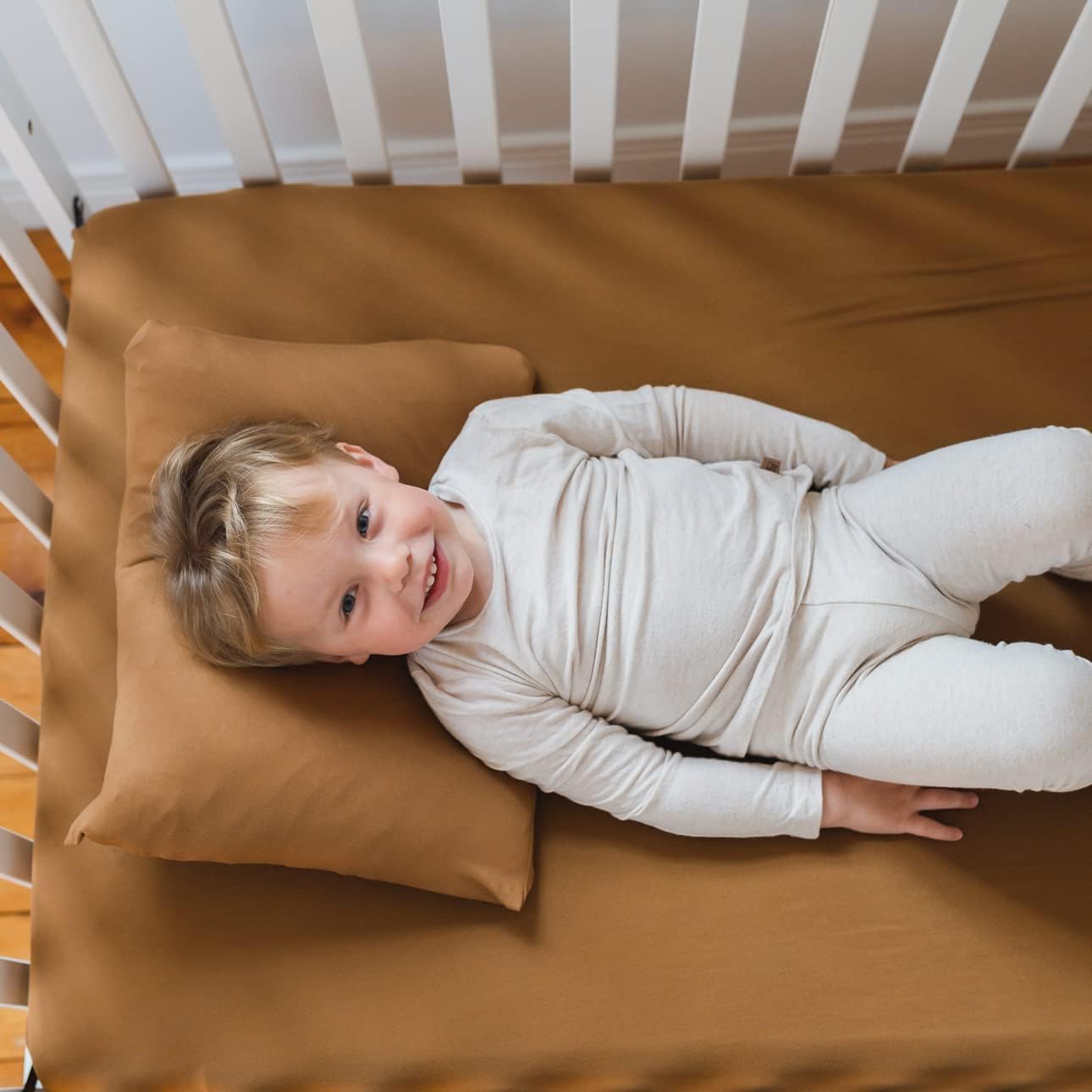 Pobibaby - 2 Pack Premium Toddler Solid Pillowcase - Ultra Soft Jersey Knit - Crib & Kids Pillow, Travel Pillow Case Cover (Caramel Brown)