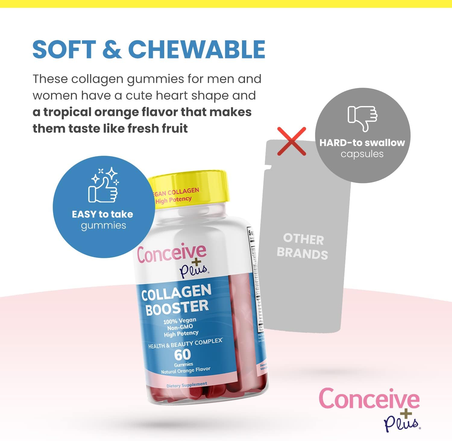 CONCEIVE PLUS Collagen - Collagen Gummies for Women, Biotin and Collagen Gummies, Hair Skin Nails and Joint Health, 60 Gummy Count, 30 Days Supply : Health & Household