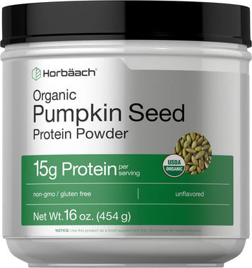 Horbäach Pumpkin Seed Protein Powder Organic | 16 Oz | Vegetarian, Gluten Free, And Non-Gmo Formula | Keto And Paleo Supplement | 15G Of Protein Per Serving