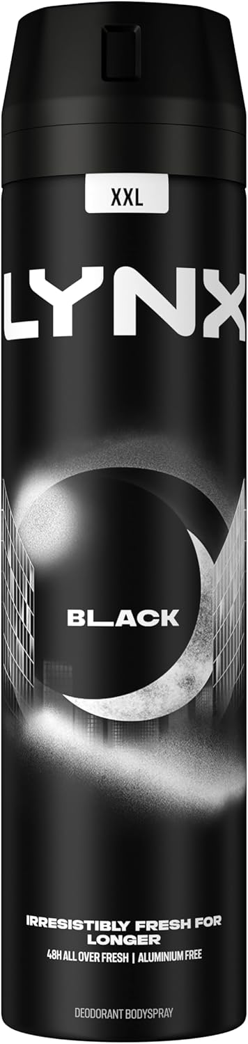 Lynx Black Aerosol Body Spray Men'S Deodorant Spray With A Frozen Pear & Cedarwood Scent For 48 Hours Of Odour-Busting, High Definition Fragrance 250 Ml