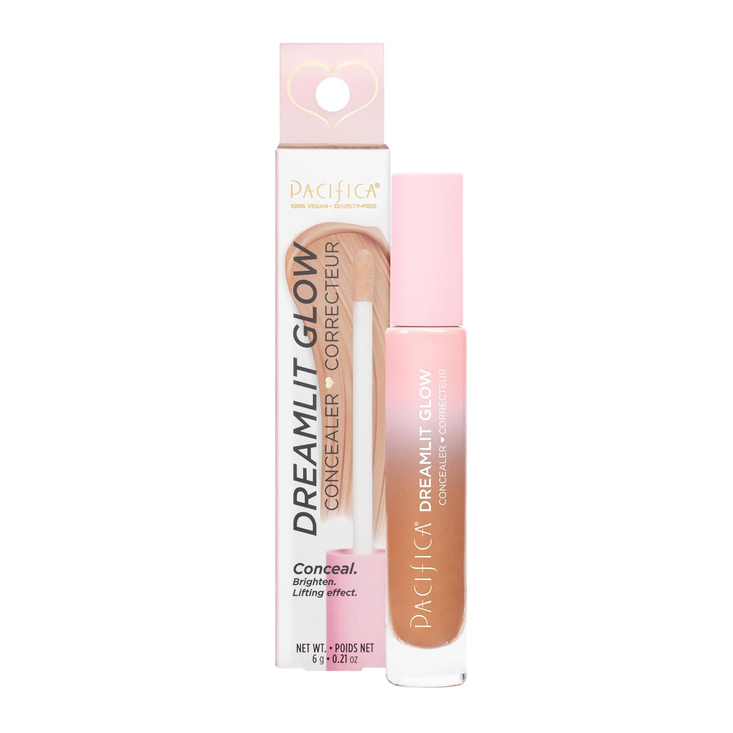 Pacifica Beauty, DreamLit Glow Concealer - Shade 07, Multi-Use Concealer, Conceals, Corrects, Covers, Puffy Eyes and Dark Circles Treatment, Plant-Based Formula, Lightweight, Long Lasting, Vegan, Tan