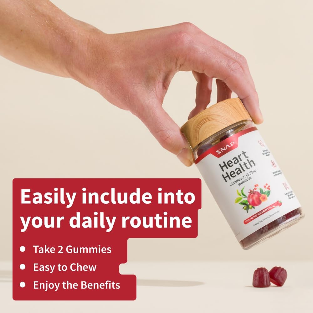 Snap Supplements Heart Health Gummies, Blood Circulation Supplements, CoQ10 Heart Health Supplements, Blood Flow Supplement, Sugar Free, 60 Gummies : Health & Household