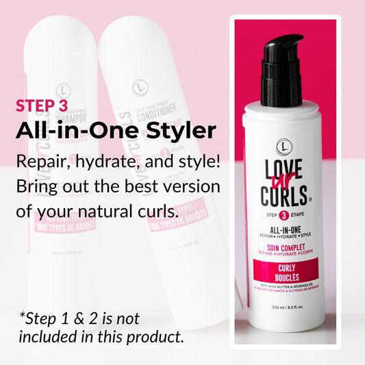 Love Ur Curls Lus Brands All-In-One Styler For Natural Curly Textures 8.5Oz - Repair, Hydrate, And Style In One Step - No Crunch, No Cast, Hair Care With Shea Butter & Moringa