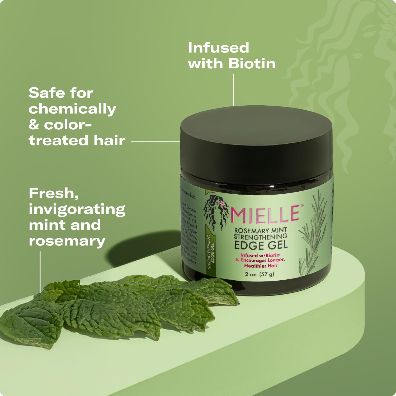 Mielle Organics Rosemary & Mint Edge Control Gel - Strong Hold Hair & Edge Gel For Women & Men - Infused With Biotin, Coconut & Babassu Oil To Encourage Longer, Healthier Hair (2 Fl Oz) : Beauty & Personal Care
