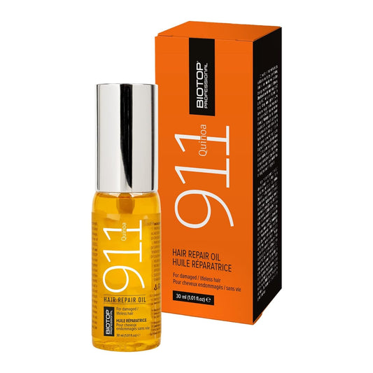 Biotop Professional 911 Quinoa Hair Repair Oil - Heat Protectant + Deep Conditioning Treatment - Ampoules For Damaged, Frizzy Hair (1.01 Fl Oz/30Ml)
