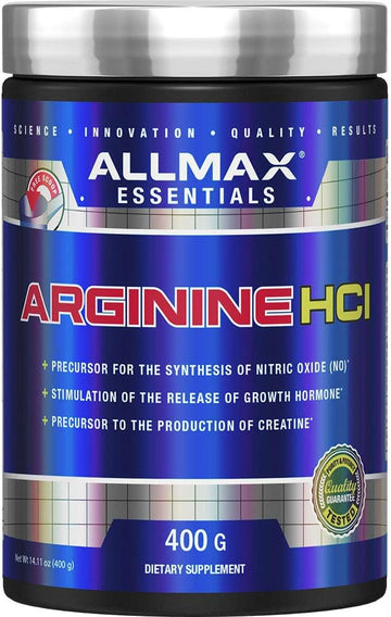 Allmax Essentials Arginine Hcl - 400 G - Precursor For Synthesis Of Nitric Oxide - Vegan & Gluten Free - 200 Servings