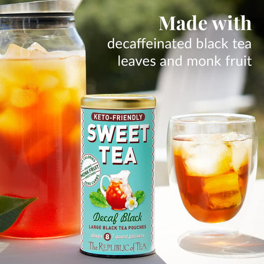 The Republic Of Tea – Keto-Friendly Sweet Iced Decaf Black Tea, 8 Large Quart-Sized Iced Tea Pouches, Decaffeinated