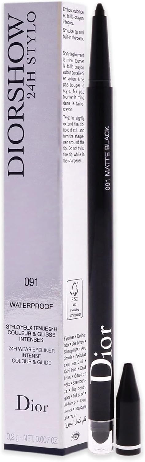 Christian Dior Diorshow 24H Stylo Waterproof Eyeliner - 091 Matte Black For Women 0.007 Oz Eyeliner