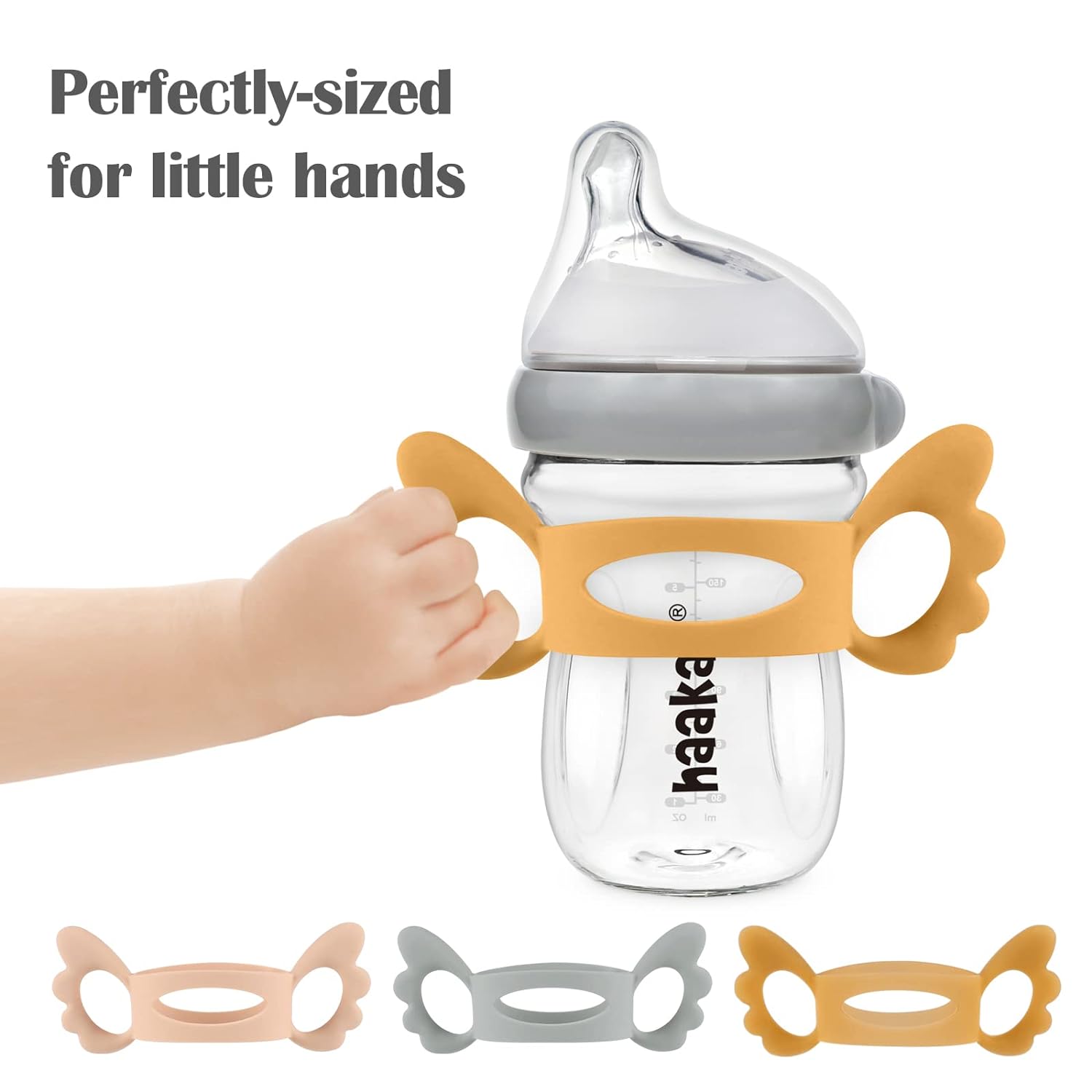 haakaa Gen.3 Glass Baby Bottle Handle - Silicone Baby Bottle Cover | Wide Neck Bottle Grip for 0m+ 6m+Breastfeeding Babies - Amber : Tools & Home Improvement