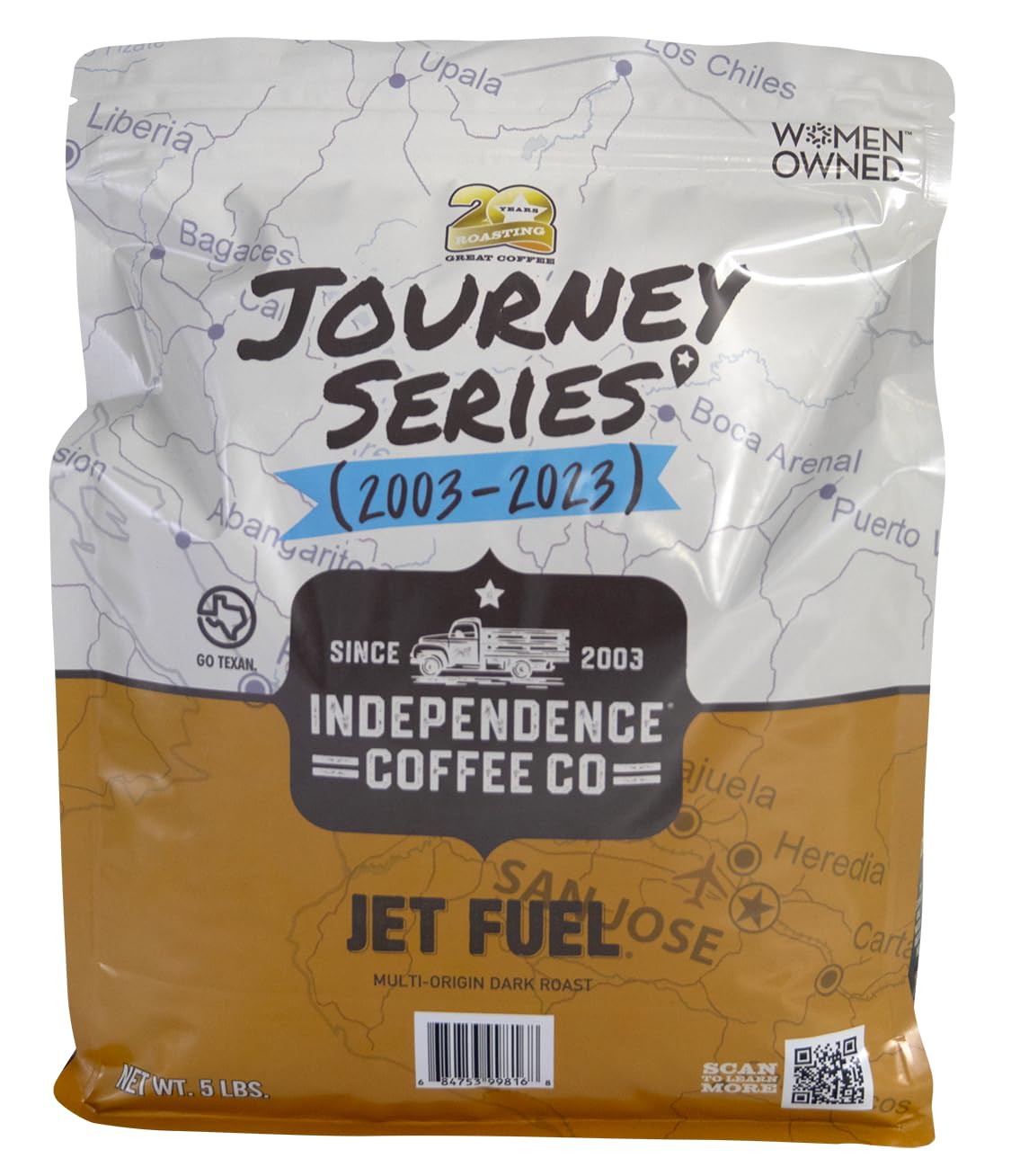 Independence Coffee Co. Jet Fuel Intense And Heavy Body, Dark Roast Whole Bean Coffee, 5 Pound Bag (Packaging May Vary)
