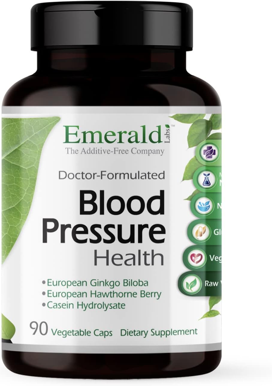 EMERALD LABS Blood Pressure Health - Made with Hawthorn Berry, Ginkgo Biloba, Magnesium & More to Support Blood Pressure Levels in a Normal Range - 90 Vegetable Capsules