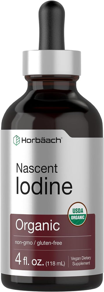 Horbäach Nascent Iodine | 325mcg | 4oz | Organic Liquid Supplement | Vegan, Non-GMO & Gluten Free Vitamin