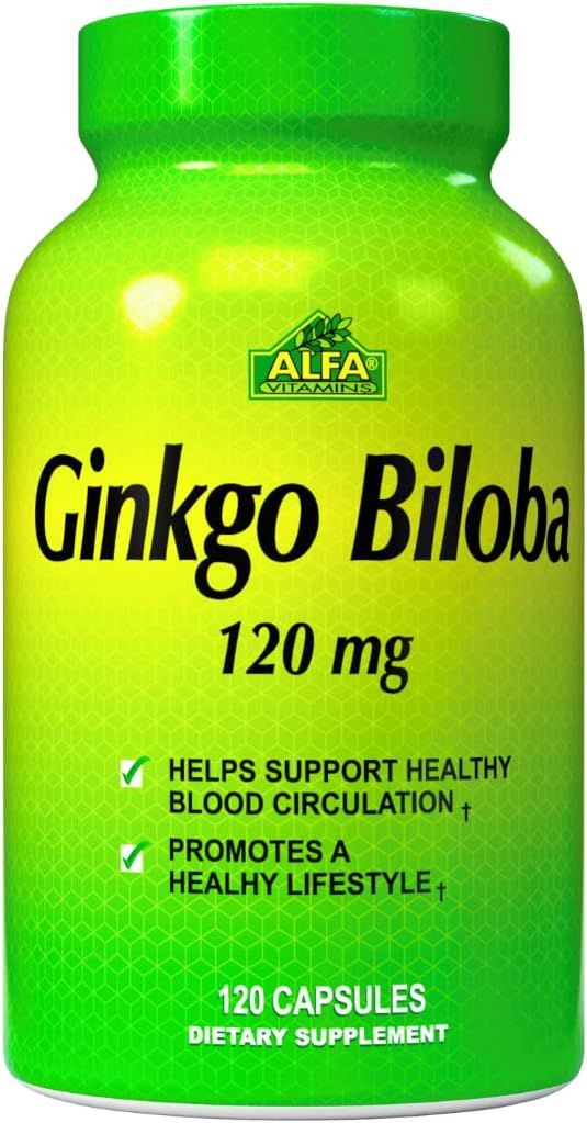 ALFA VITAMINS Ginkgo Biloba 120mg Supports Brain Function & Memory Support - 120 Capsules