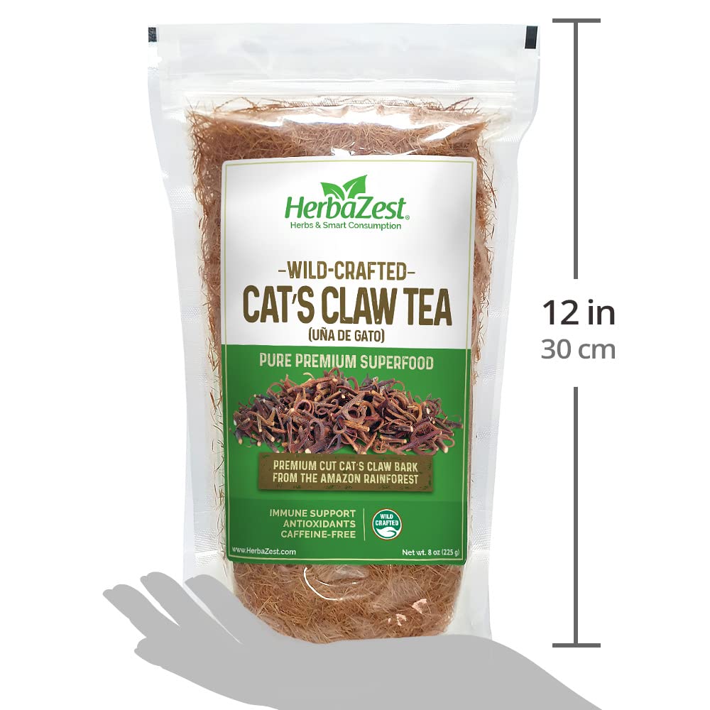 HerbaZest Cat's Claw Tea (Uña de Gato) - 8oz (225g) - Premium Wild-Crafted & 100% Pure Bark - Caffeine Free : Grocery & Gourmet Food