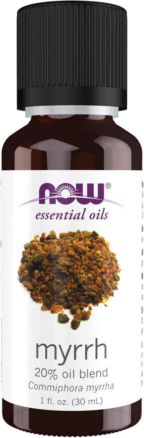 Now Essential Oils, Myrrh Oil Blend, Meditative Aromatherapy Scent, Steam Distilled, 100% Pure, Vegan, Child Resistant Cap, 1-Ounce