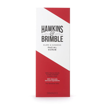 Hawkins & Brimble - Facial Scrub For Mens, 125Ml - Mens Grooming Face Scrub Exfoliator And Deep Clean For Mature And Sensitive Skin - Pre Shave Lotion For Improve Shaving With Elemi And Ginseng Scent