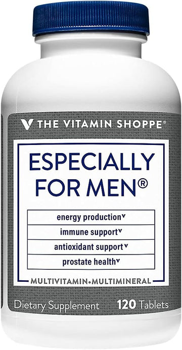 The Vitamin Shoppe Especially for Men Multivitamin, Nutrient's & Herbs for Men's Wellness, Antioxidant That Supports Energy Production, Immunity & Prostate Health (120 Tablets)